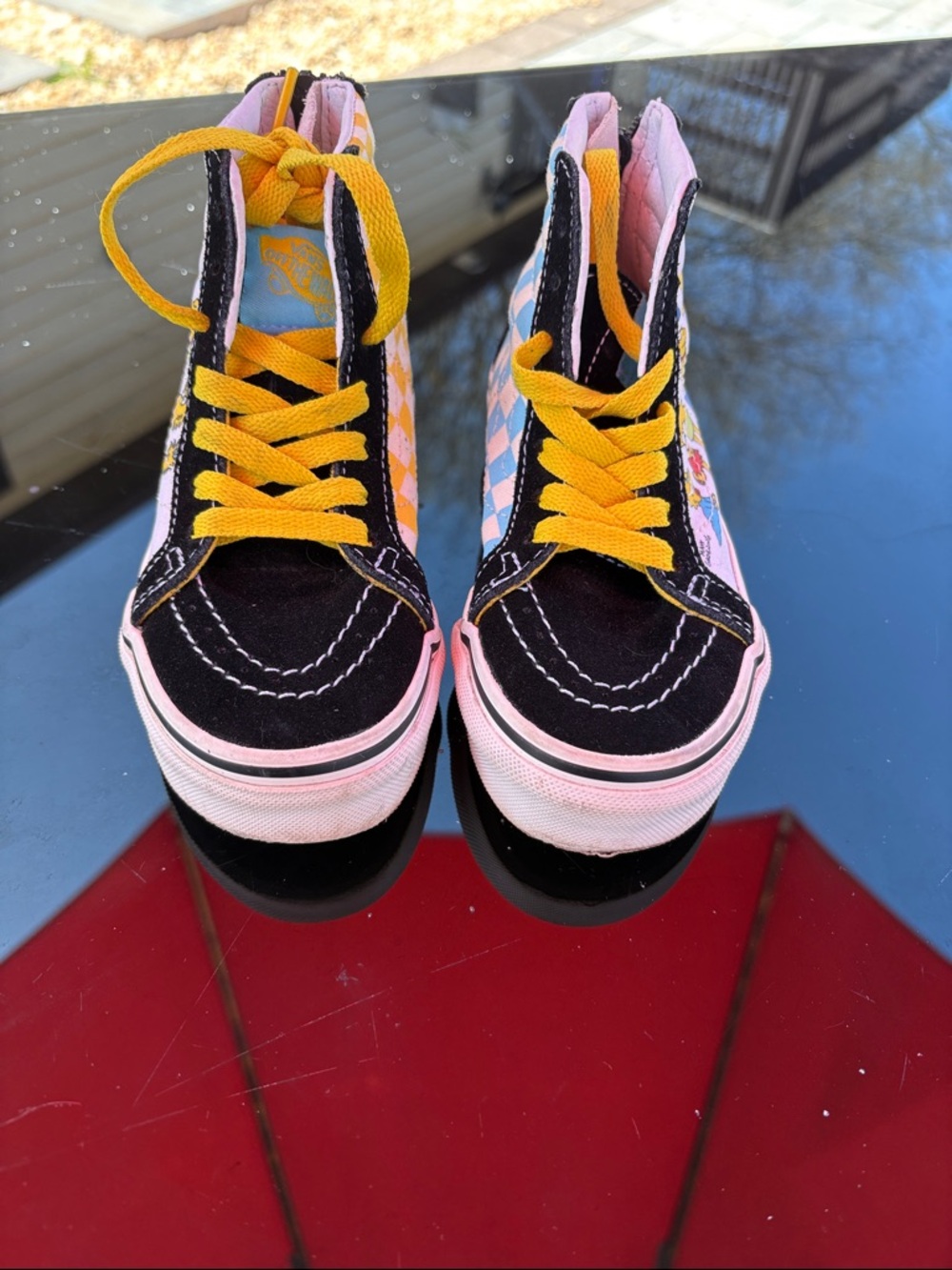 VANS Simpsons Colorblock High-Top Sneakers with Checker Side Panels